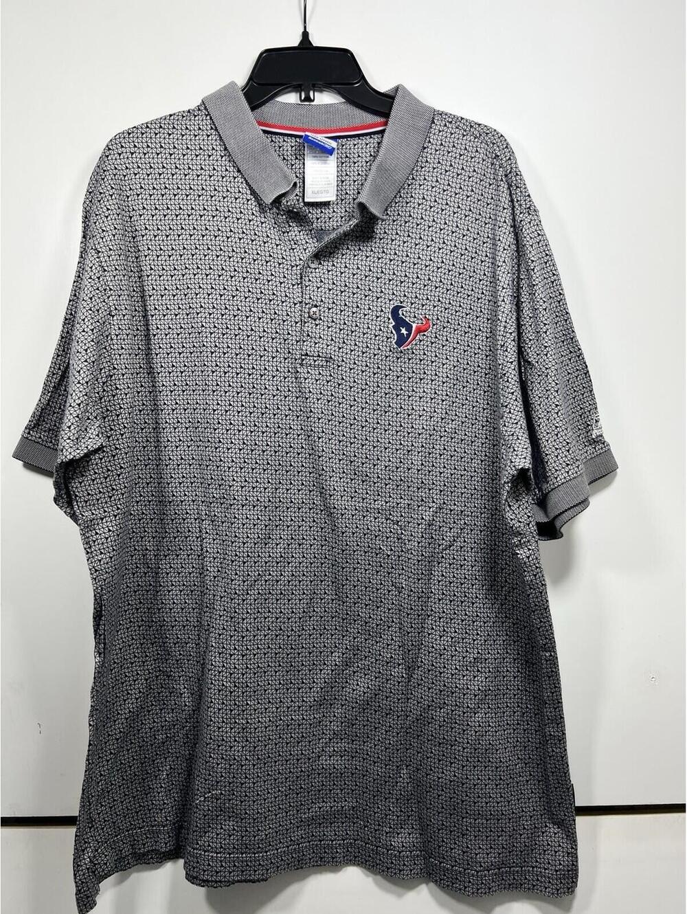 VTG Houston Texans Polo Shirt Men’s XL Reebok NFL Team Apparel Micro Gray Print